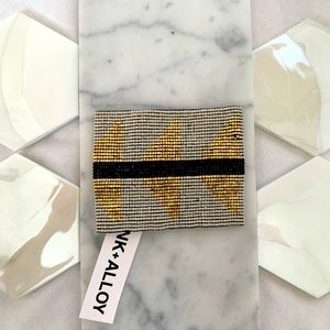 INK + Alloy Triangles Beaded Stretch 2.5” Wide Bracelet